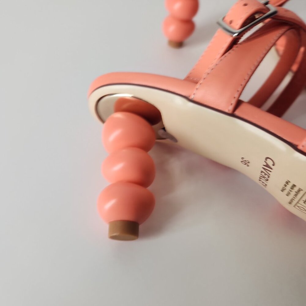Anthropologie x CAVERLEY Mazie strappy leather Heels Coral Orange EU 36 US 6 - Picture 11 of 16